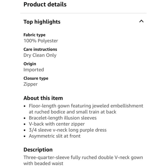 Adrianna Papell Aubergine Embellished 3/4 Sleeve Ruched Formal Gown Size 8 - Picture 3 of 16